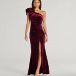 Freida Velvet Ruffled One-Shoulder Formal Dress