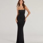 Noa Lace-Up Rhinestone Corset Mermaid Dress