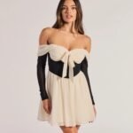 Perfectly Chic Bow Detail Off-The-Shoulder Skater Dress