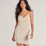 Delicate Glam Faux Pearl Sleeveless Mini Dress