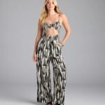 Remarkable Energy Abstract Striped Wide-Leg Jumpsuit