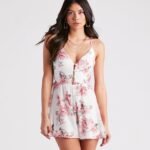 Trendy Sensation Floral Chiffon Lace Romper