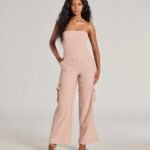 Casual And Chic Vibe Strapless Cargo Jumpsuit