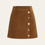 Irregular Metal Detail Suede Effect Mini Skirt