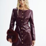 Faux Leather Belted Mini Dress