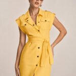 Epaulet Belted Cotton Shirt Mini Dress