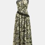 Asymmetric Strap Lace Trim Floral Midi Dress