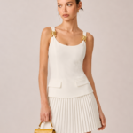 Metal Detail Pleated Mini Dress