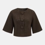 Half Sleeve Button Front Cropped Cardigan
