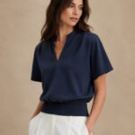 Stand Collar Short Sleeve Blouse