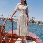 Roll Sleeve Striped Shirt Midi Dress