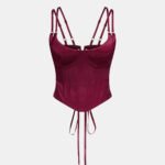 Double Strap Lace Up Satin Bustier