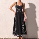Botanical Print Belted Maxi Slip Dress