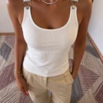 Ribbed Buckle Strap Tank Top