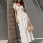 Puff Sleeve Smocked Midi Dress