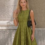 Sleeveless Jacquard Flared Mini Dress